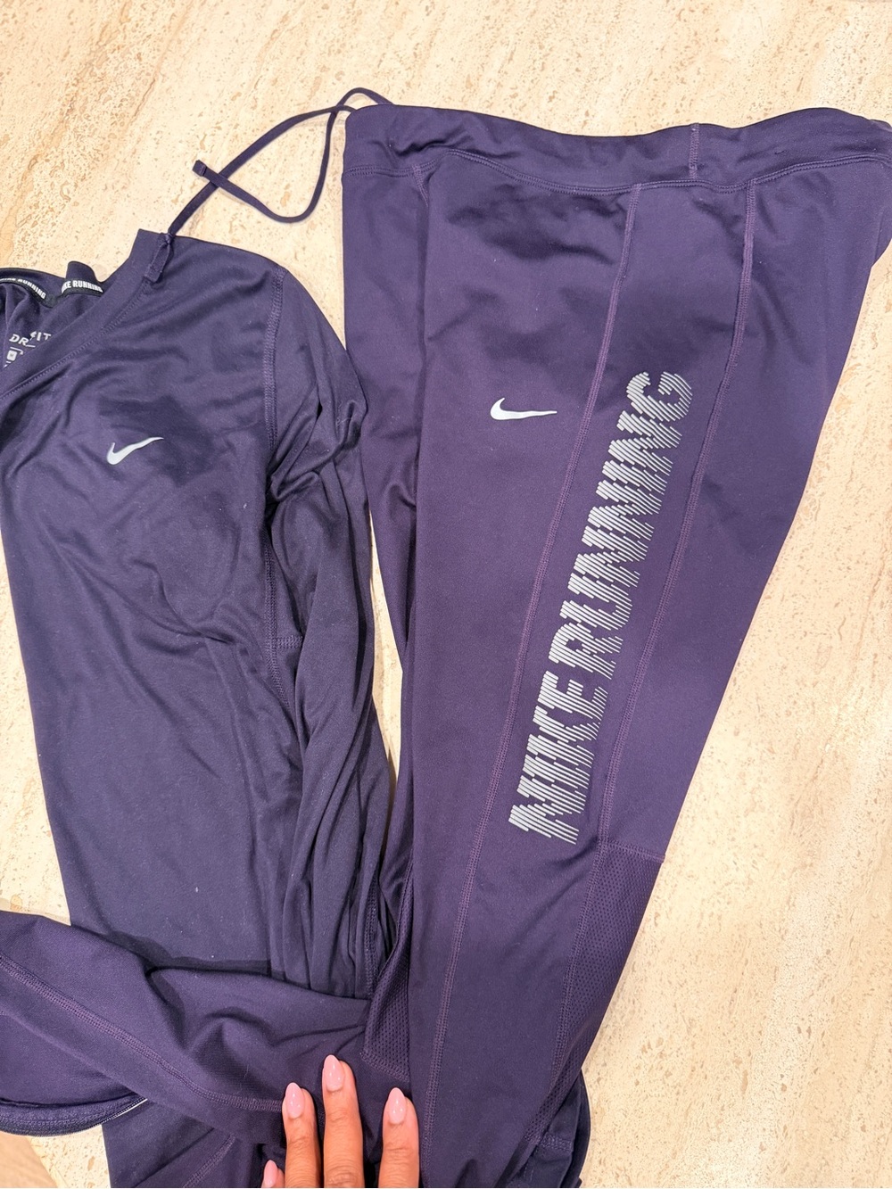 Nike Women’s Purple Dri-FIT Leggings & Long Sleeve Top